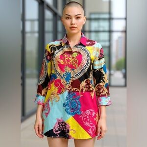 Versace Inspired Multicolor Patterned Women's Top